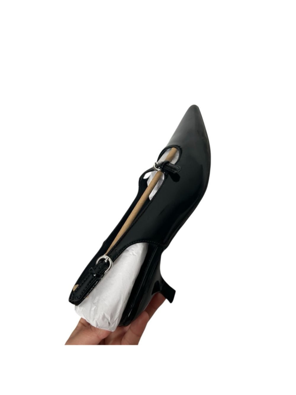 Katy Perry Women's Black Glossy Micro Heel Slingback Mary Jane Pumps Size 9.5 - Picture 7 of 9